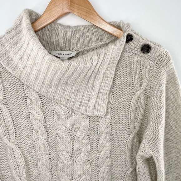 Vintage America Cable-Knit Joelie Cowl Neck Sweater size small NWT - Picture 4 of 13